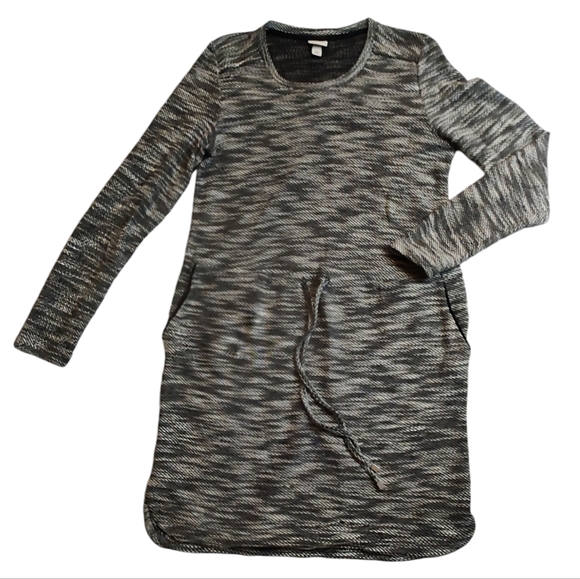 Merona Cotton Blend Heather Gray Drawstring Waist Dress Size Small - Picture 2 of 8